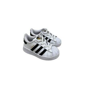 Adidas Originals Superstar Three Stripe White Sneakers Shoes Infant Toddler sz 4